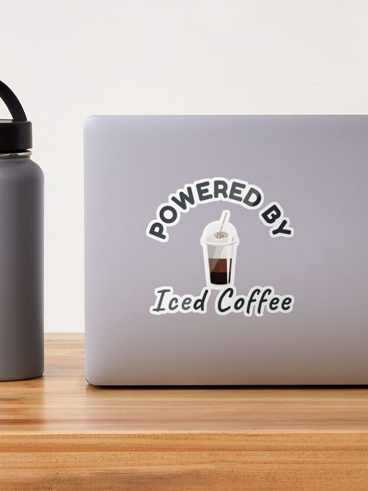 Cute Funny Coffee Gift Powered By Iced Coffee' Sticker