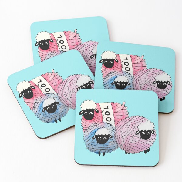 Item preview, Cute Little Knitting Crochet Pink Balls of Wool Sheep and Lamb designed and sold by RosalieReeves.