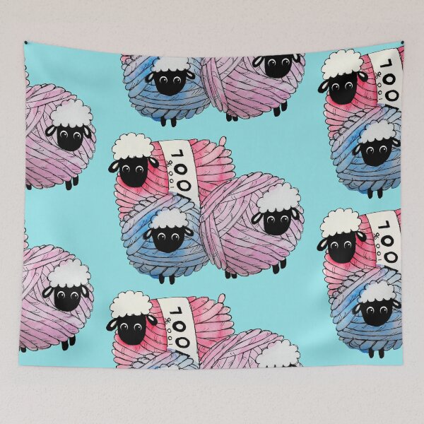 Item preview, Cute Little Knitting Crochet Pink Balls of Wool Sheep and Lamb designed and sold by RosalieReeves.