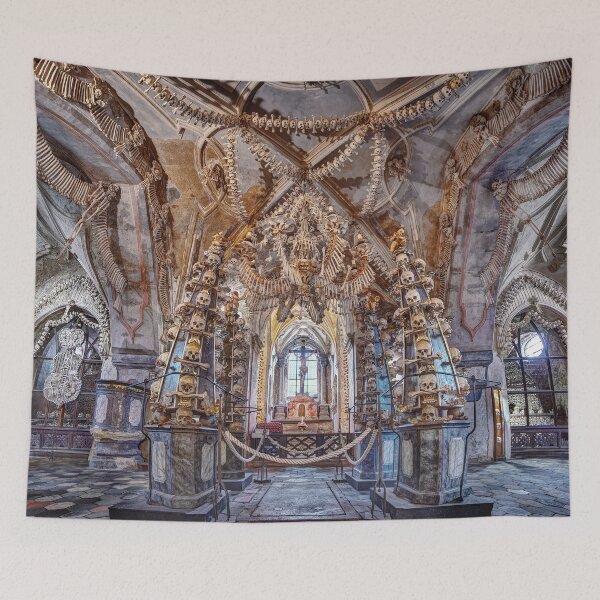 Item preview, Sedlec Ossuary Interior Panorama Photo Art, Skull Bone Church designed and sold by Sedlec Ossuary Project.