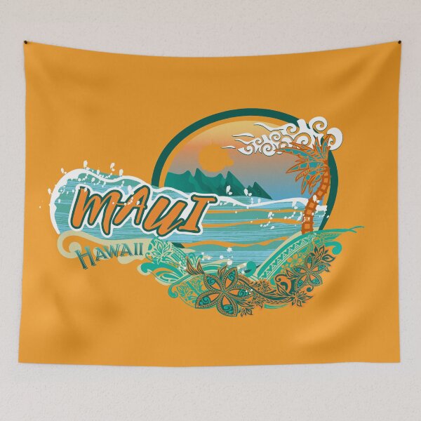 Item preview, Vintage 80's Maui Hawaii Teal Ocean Wave Decal designed and sold by sunnthreads.