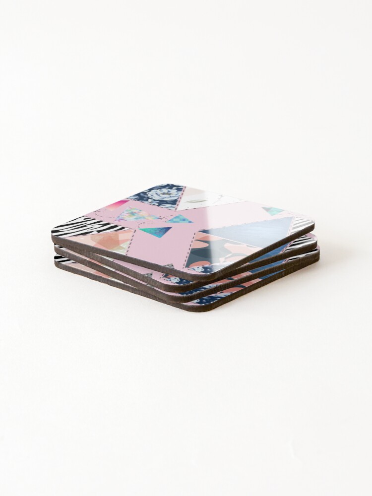 Thumbnail 4 of 5, Coasters (Set of 4), Fun Happy Colorful Quilted Pattern - Abstract Geometric Pattern designed and sold by Reelippy.