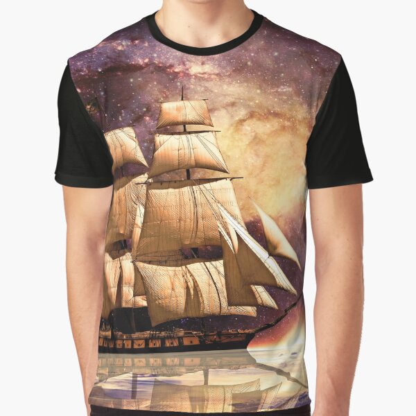 Item preview, Classic old sailing ship floating on planet Earth with space background designed and sold by CiniArt.