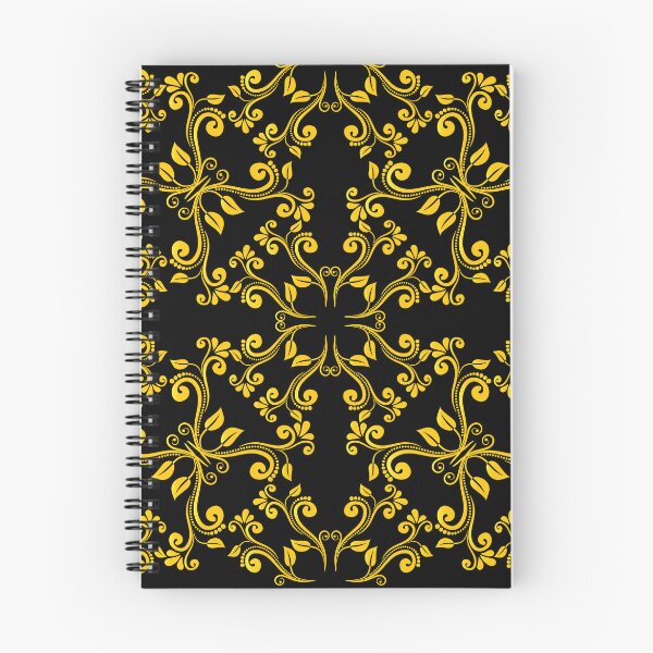 Item preview, Gold Swirly Floral Pattern on Black Background  designed and sold by NawalMagdy.