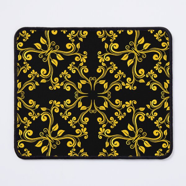Item preview, Gold Swirly Floral Pattern on Black Background designed and sold by NawalMagdy.