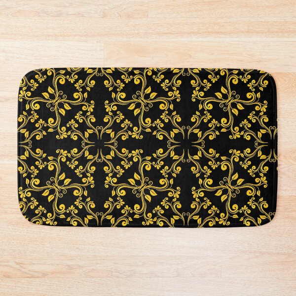 Item preview, Gold Swirly Floral Pattern on Black Background  designed and sold by NawalMagdy.