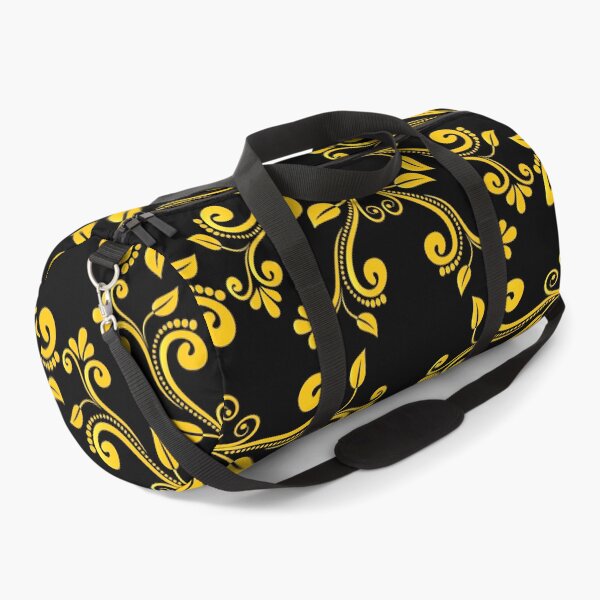 Item preview, Gold Swirly Floral Pattern on Black Background  designed and sold by NawalMagdy.
