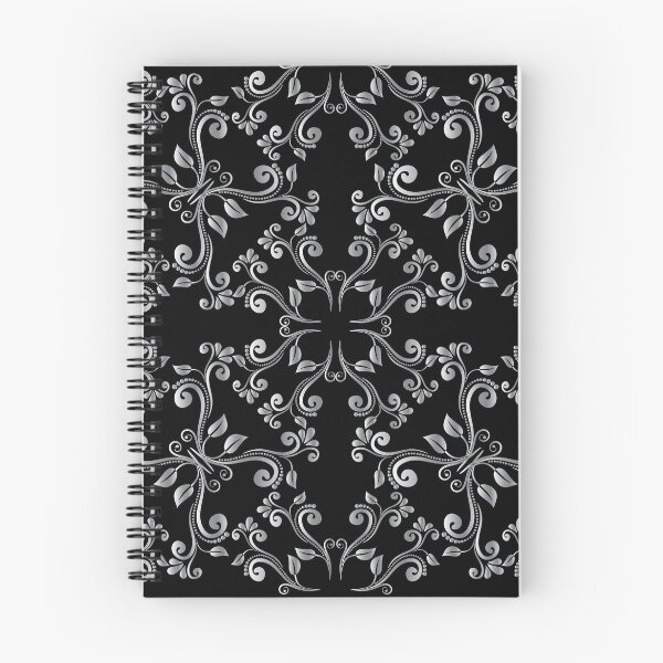 Item preview, Silver Swirly Floral Pattern on Black Background  designed and sold by NawalMagdy.