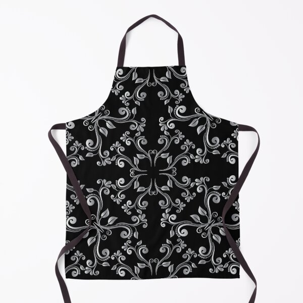 Item preview, Silver Swirly Floral Pattern on Black Background designed and sold by NawalMagdy.