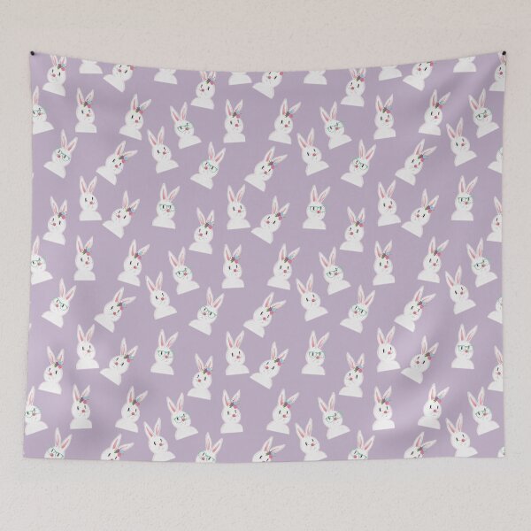 Item preview, Easter Bunny With Glasses And Flowers Pattern- Lavander  designed and sold by Designs By YL.