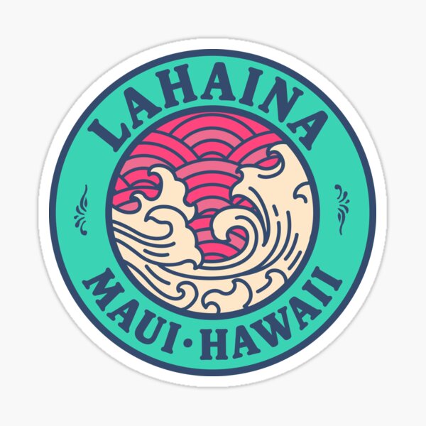 Item preview, Lahaina Hawaii Waves Retro Badge designed and sold by modeoftravel.