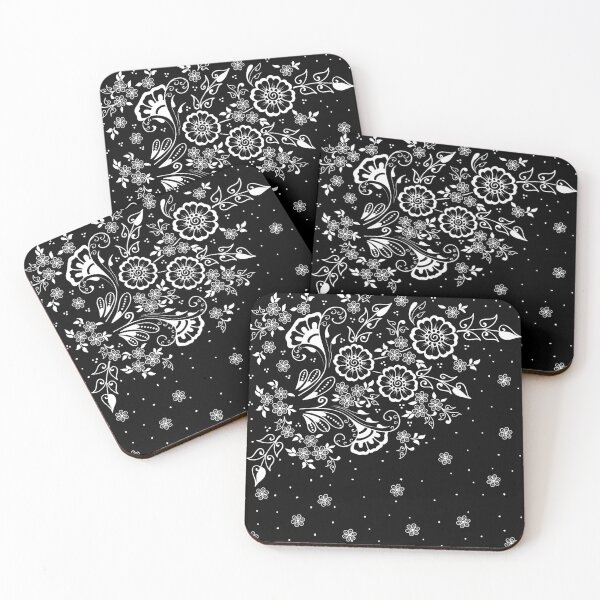 Item preview, Black and white Swirly Floral Pattern designed and sold by NawalMagdy.