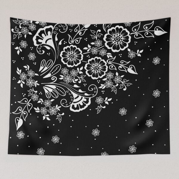 Item preview, Black and white Swirly Floral Pattern designed and sold by NawalMagdy.