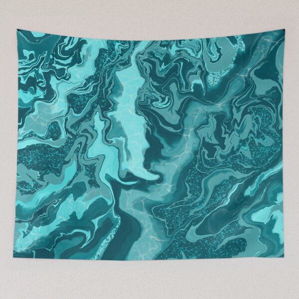 Item preview, Shades of teal marble art designed and sold by Ellesinspired.