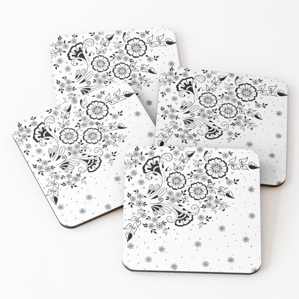 Item preview, Black and white Swirly Floral Pattern designed and sold by NawalMagdy.