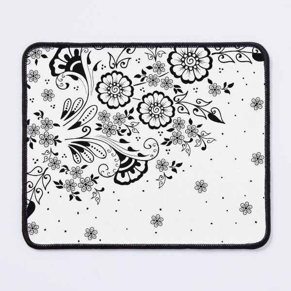 Item preview, Black and white Swirly Floral Pattern designed and sold by NawalMagdy.
