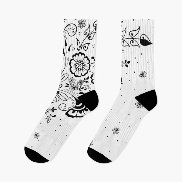 Item preview, Black and white Swirly Floral Pattern designed and sold by NawalMagdy.