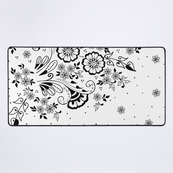 Item preview, Black and white Swirly Floral Pattern designed and sold by NawalMagdy.