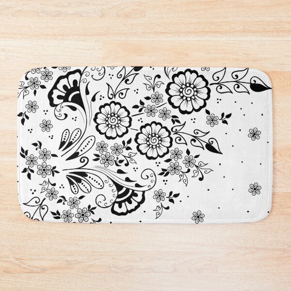 Item preview, Black and white Swirly Floral Pattern designed and sold by NawalMagdy.