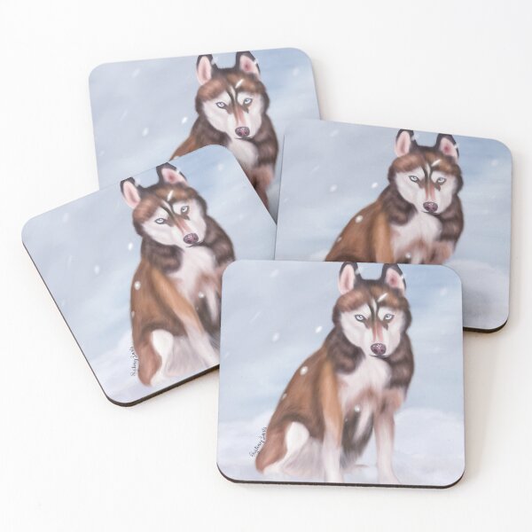 Item preview, Red and White Siberian Husky Sitting in Snow designed and sold by YitingZarts.