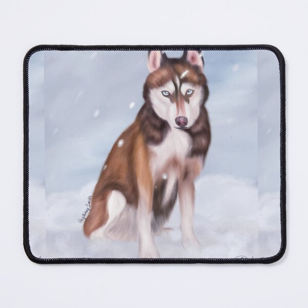 Item preview, Red and White Siberian Husky Sitting in Snow designed and sold by YitingZarts.