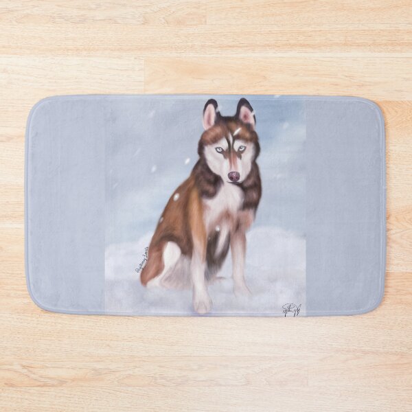 Item preview, Red and White Siberian Husky Sitting in Snow designed and sold by YitingZarts.