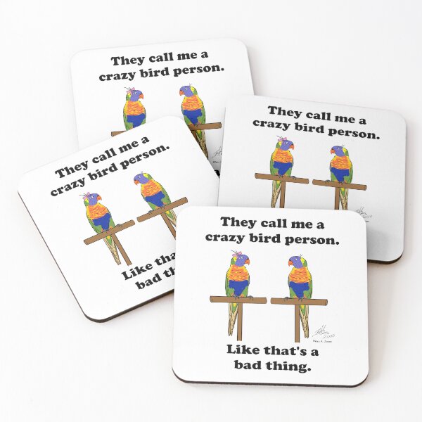 Item preview, Crazy Bird Person with Rainbow Lorikeets designed and sold by Laughing Parrot Studio.