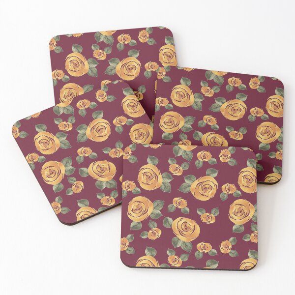 Item preview, Gold Watercolor Roses (Red) designed and sold by HildegunStudio.