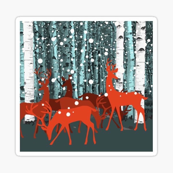 Item preview, Deer, wild animals, woodland animals in winter birch forest, perfect for puzzle, kids puzzle, Duvets, Comforters, Shower Curtains, desk mat designed and sold by Collagedream.