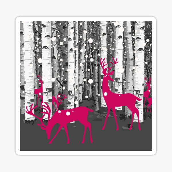 Item preview, Pink Deer, wild animals, woodland animals in birch forest, perfect for puzzle, kids puzzle, Duvets, Comforters, Shower Curtains, desk mat designed and sold by Collagedream.