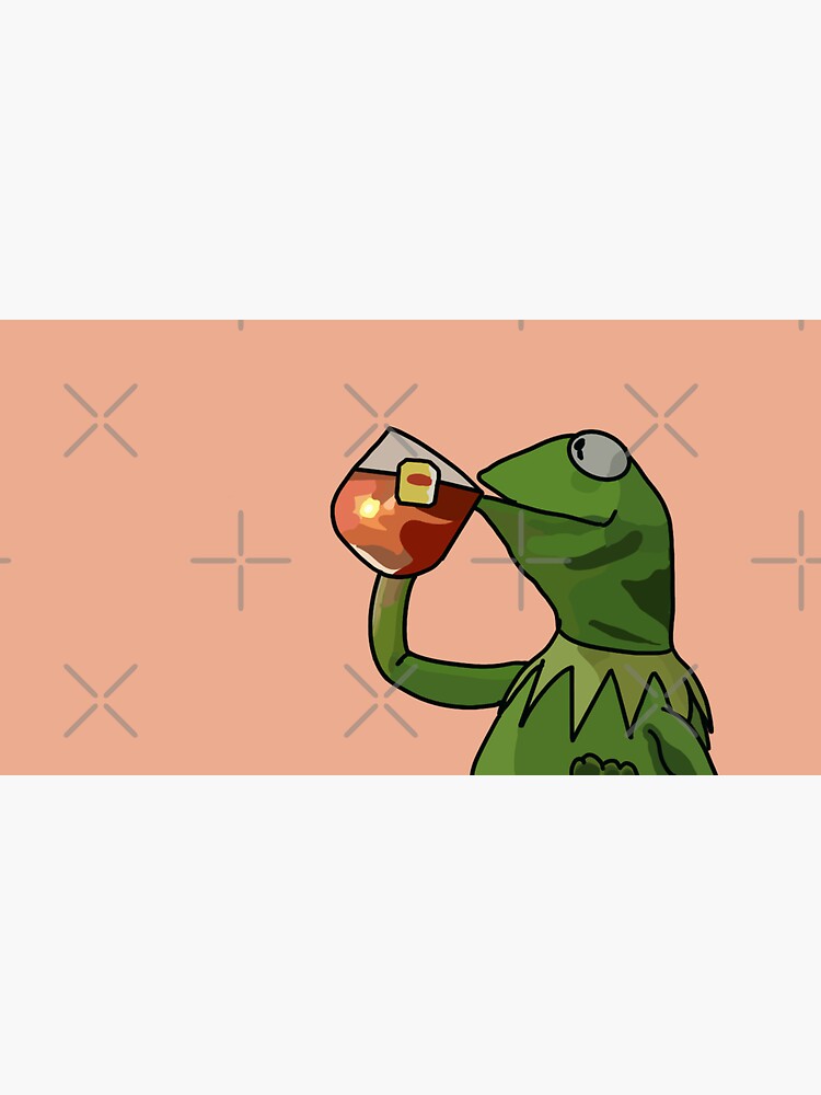 "DOUDEMOII Kermit drinking tea meme drawing" Sticker for Sale by