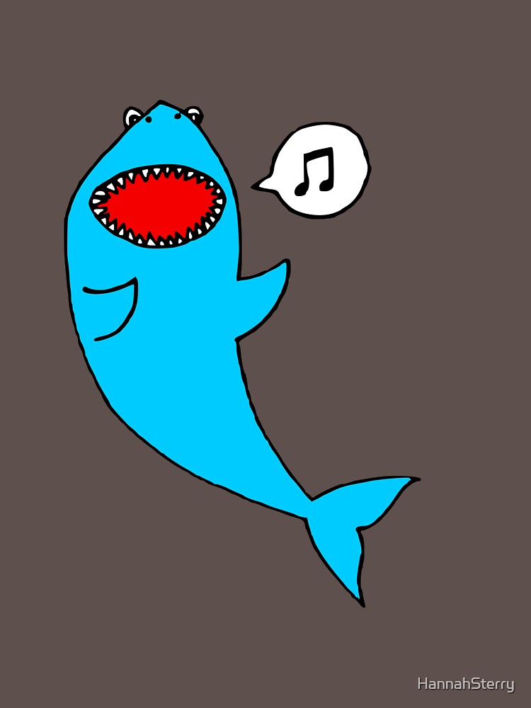 Thumbnail 3 of 3, Fitted T-Shirt, Singing Shark designed and sold by Hannah Sterry.