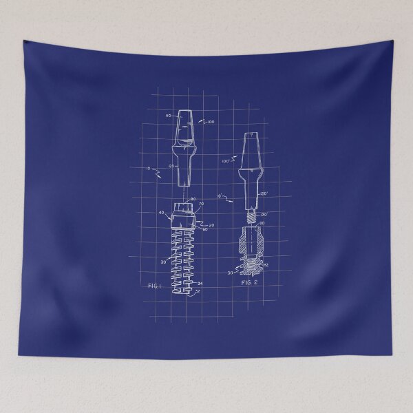 Item preview, blueprint implant, patent, technical drawing, dentist, dental technician, tooth designed and sold by PicturePatty.