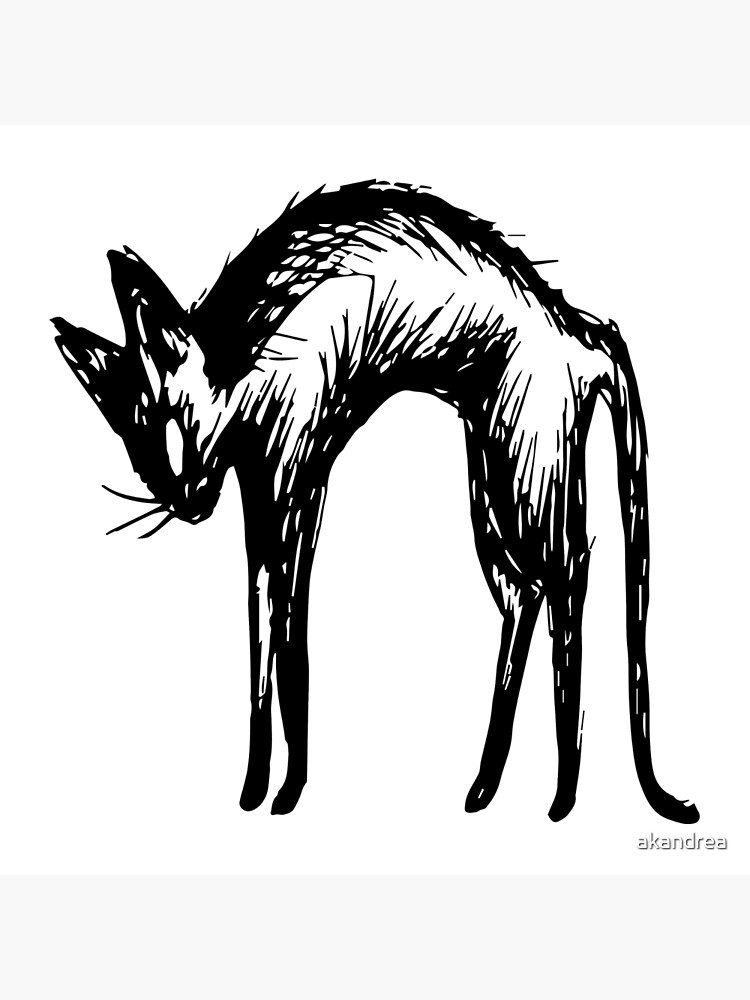 Creepy Cat Art Board Print By Akandrea Redbubble
