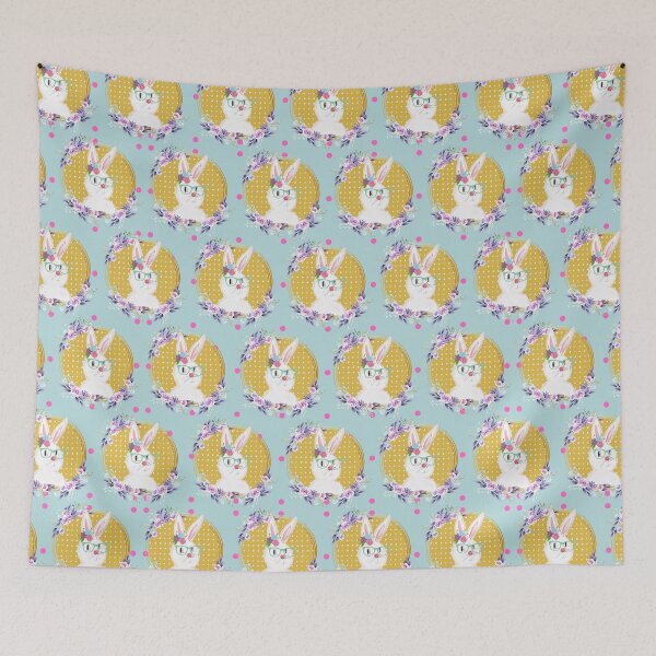 Item preview, Easter Bunny With Glasses And Flowers Pattern designed and sold by Designs By YL.