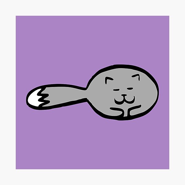 Happy Sleeping Cat - Purple Photographic Print