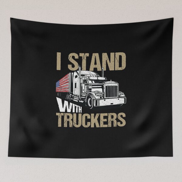 Item preview, I stand with truckers, Distressed Vintage Design For Semi Trucks Lovers designed and sold by trendyshopy.