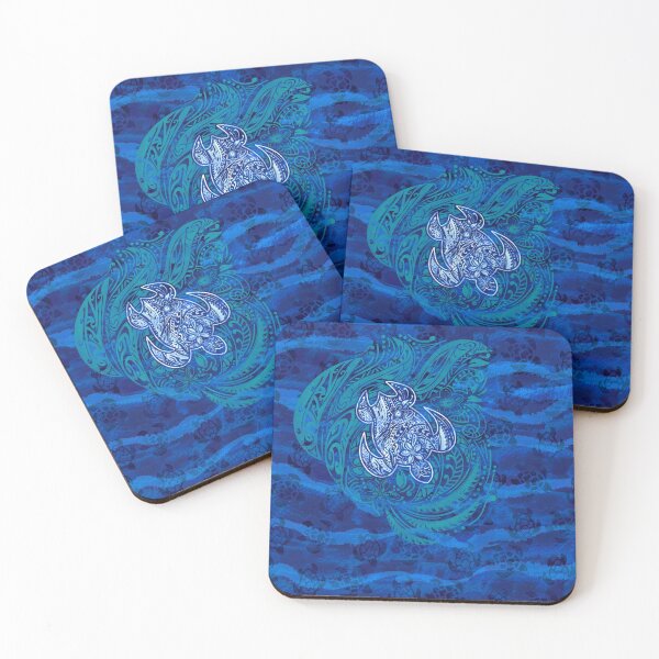 Item preview, Hawaiian Tribal Honu Dark Blue Waves  designed and sold by sunnthreads.