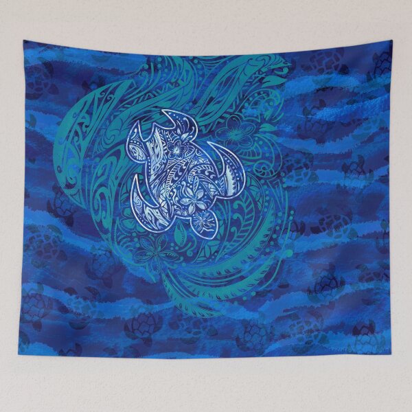 Item preview, Hawaiian Tribal Honu Dark Blue Waves  designed and sold by sunnthreads.