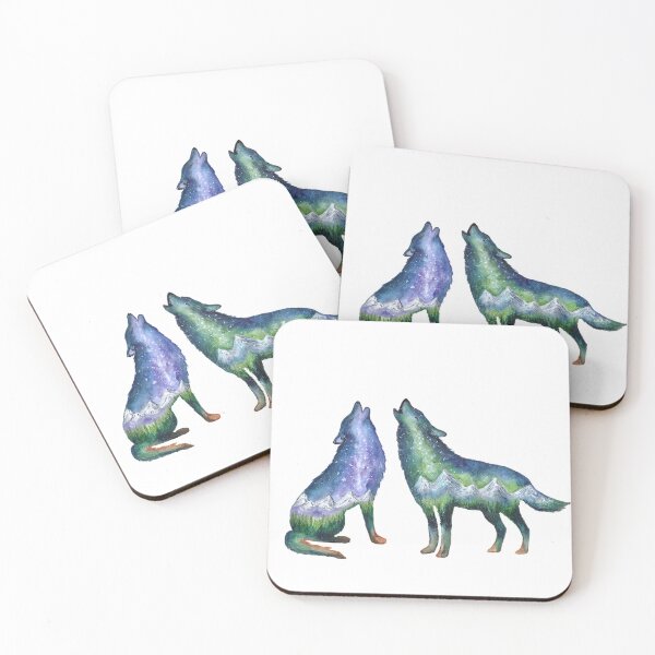 Item preview, Watercolour Galaxy Wolf Couple designed and sold by Roy & Tiffany.