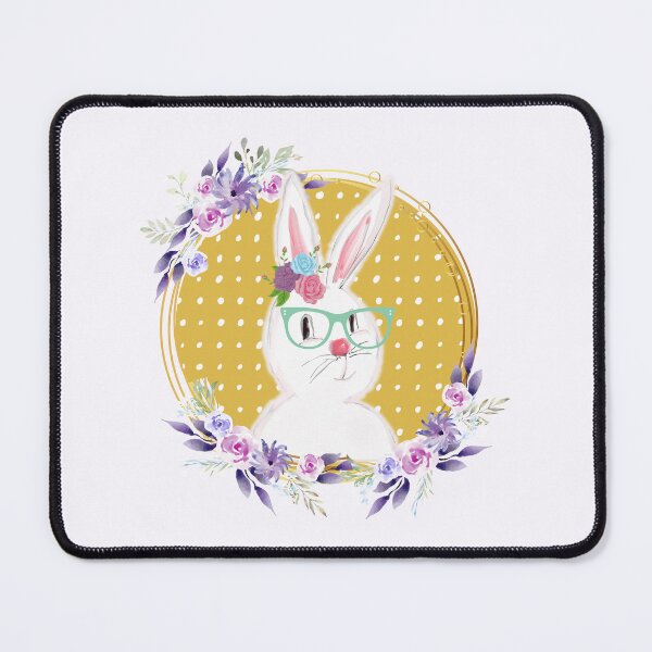 Item preview, Easter Bunny With Glasses And Flowers designed and sold by Designs By YL.