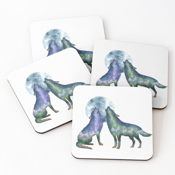 Item preview, Watercolour Galaxy Wolf Couple With Moon designed and sold by Roy & Tiffany.