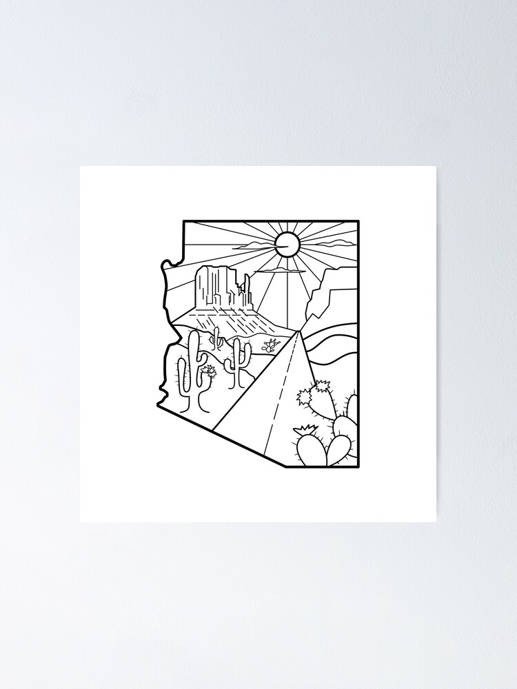 "Arizona line art" Poster for Sale by evkart Redbubble