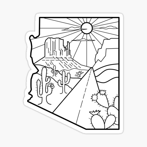 "Arizona line art" Sticker by evkart Redbubble