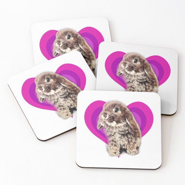 Item preview, Copy of Stunning acrylic painting of a mini lop otter rabbit in a pink rainbow heart designed and sold by Studio Fluffle.