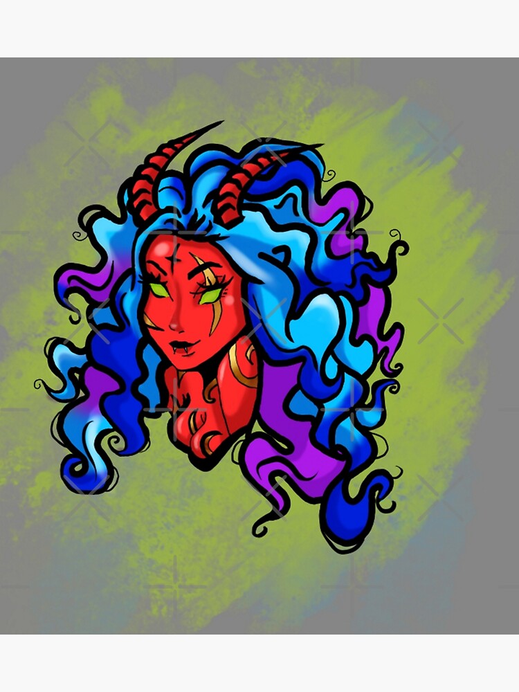 Red Tiefling Demon Girl Sticker For Sale By Sleepy Syd Redbubble 