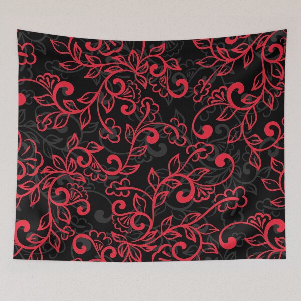 Item preview, Black and Red Swirly Floral Pattern - Ornament  designed and sold by NawalMagdy.