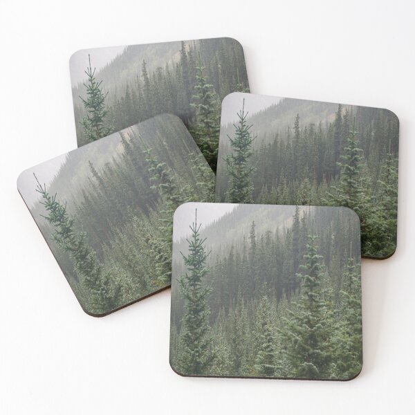 Item preview, Tall coniferous trees in a forest designed and sold by NewPrint.