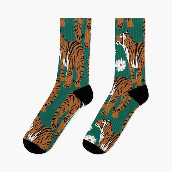 Item preview, Orange Tiger pattern with Teal background designed and sold by belettelepink.