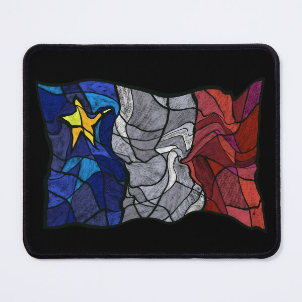 Item preview, Acadian Flag pastel liquid mosaic - Drapeau acadien mosaïque liquide pastel vitrail designed and sold by ColoursOfFrance.